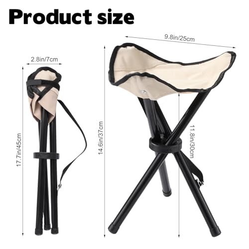 Travel Folding Camping Stool, 14.6 inches Lightweight Outdoor Tripod Chair and Maximum weight 210 lbs Portable Party Chair Fishing Chairs Seat for Camp Hiking Beach Garden and Painting (Khaki) - color: Khaki