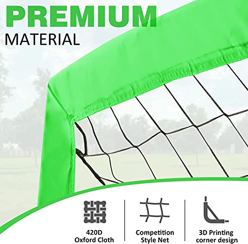 BOHEN 9x5 FT Kids Soccer Goals with Carry Bag, Portable Folding Soccer Net for Backyard Training, Indoor/Outdoor Use for Youth and Adult - color: Green, size: 9x5ft, 2 Pack
