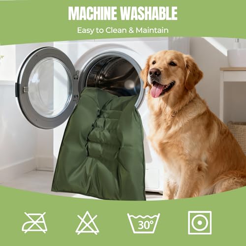Chew Proof Indestructible Dog Bed for Aggressive Chewers, Durable & Waterproof Crate Pad, Machine Washable Tough Kennel Bed for Large Dogs, Indoor Outdoor Pet Bed, X-Large (28"x47", Green) - size: X-Large (28"x47")