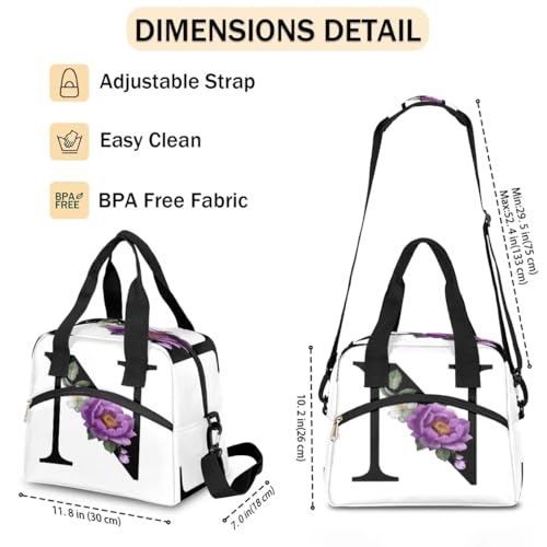 Letter N Insulated Lunch Bag for Women Men Reusable Waterproof Lunch Box Cooler Tote Bag One shoulder portable meal bag Portable Adult Lunchbox for Work Picnic Hiking Beach - color: Letter N