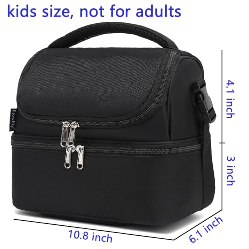 FlowFly Double Decker Cooler Insulated Lunch Bag Large Tote for Boys, Girls, Men, Women, With Adjustable Strap,Black - color: Black