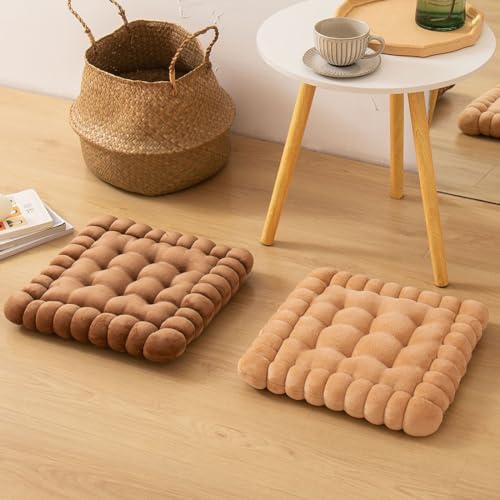 vctops Velvet Chair Pad Seat Cushion Solid Color Square Seat Pad Indoor Floor Cushion Super Soft Warm Chair Cushion Pad for Home Kitchen Dining Room Office (Brown,16"x16") - color: Brown