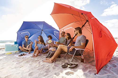 Sport-Brella Premiere UPF 50+ Umbrella Shelter with Patented Side Panels and Tilt Mechanism, Heavy-Duty 1.25 Inch Center Pole, Auger Anchor for Sand and Grass - color: Red, style: XL