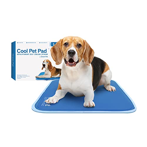 The Green Pet Shop Cool Pet Pad - Small, Blue - Self-Cooling, Pressure Activated Mat for Dogs & Cats from 9-20 lbs - Non-Toxic Gel, No Water Needed - color: Blue, size: Small