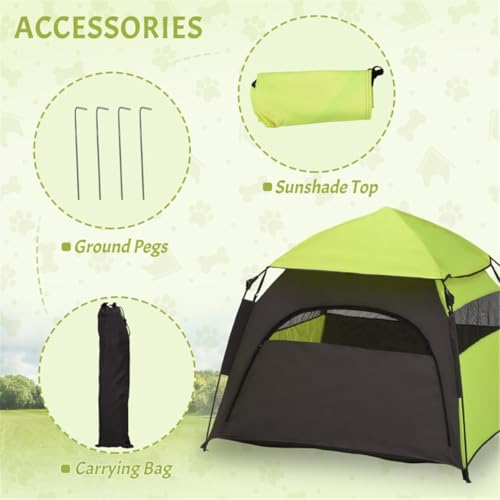 Pop Up Dog Tent for Large Dogs with Sunshade Top and Ventilation – Portable Pet Shelter for Camping Beach Backyard