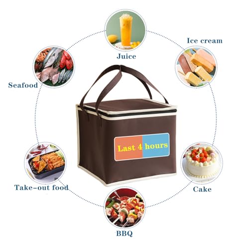 10.2×10.2×12.6" Reusable Insulated Zipper Aluminum Foil Tote Bag Suit for Picnic Cake FruitDrink Refrigeration Also for Delivery of Takeaway Thermal Pizza Insulated Delivery (Laser White) - color: Laser WHITE, size: 10.2×10.2×12.6"