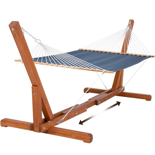 SUNCREAT Stand Alone Hammocks for Outside, Patio Portable Hammock with Stand, Navy - color: Quick Dry- Navy