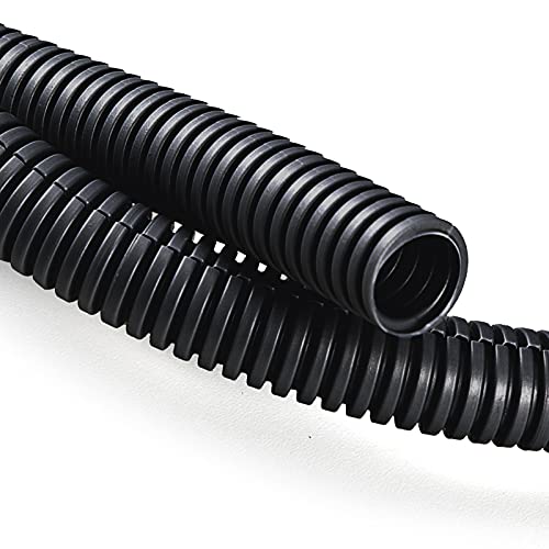 ZhiYo 20FT 3/8” Wire Loom Split Tubing Auto Wire Conduit Flexible Cover | High Temperature Heat Resistant -40F to 257F | Plastic Cover for Electrical Wires & Cables, Black - color: Black, size: 20FT 3/8"