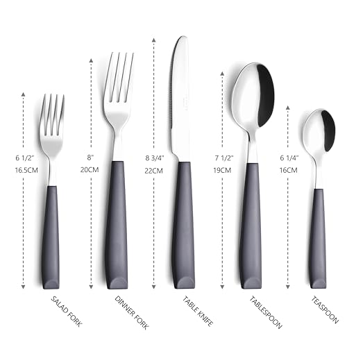 ANNOVA Silverware Set Stainless Steel Colorful Handle Tableware Kitchen Flatware Set Utensils, Includes Dinner Knives, Forks, Spoons, Salad Forks & Dessert Spoons (Gray, 20 Pieces) - color: Grey 20Pieces