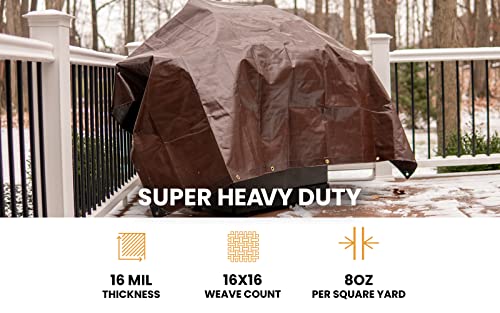 WHITEDUCK Super Heavy Duty Poly Tarp Cover 16 Mil & 10 Mil with Grommets and Reinforced Edges (Brown, White & Silver Black) (Brown- 16 Mil, 4' x 20') - color: Brown- 16 Mil, size: 4' x 20'