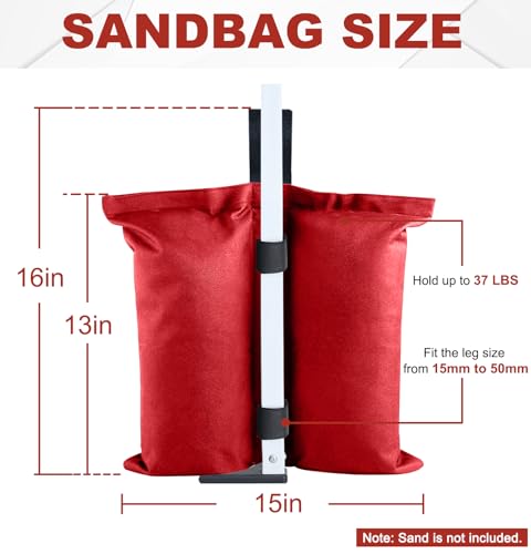 ABCCANOPY Canopy Weights 120 LBS Tent Sand Bags,4-Pack Red (Without Sand) - color: Red, size: 120 LBS