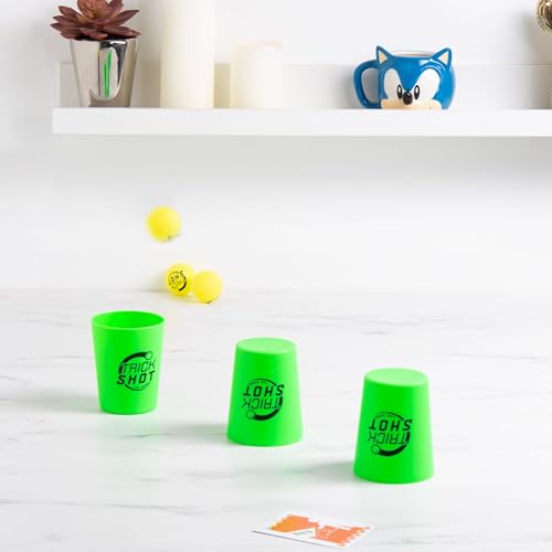 Fizz Creations Trick Shot The Game. Includes All You Need to Practice the Perfect Shot! Includes Stacking Cups, Ping Pong Balls, Sticky Darts, Throwing Disc & Challenge Cards. Garden Games Party Games