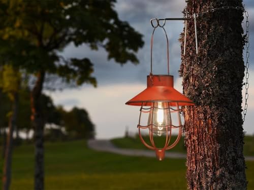 YAKii 6 Pack Solar Lantern Hanging Waterproof Outdoor Metal Solar Lamp with Warm White Light Decorate for Yard Garden Pathway Patio Porch (Red) - style: Red-6 pack