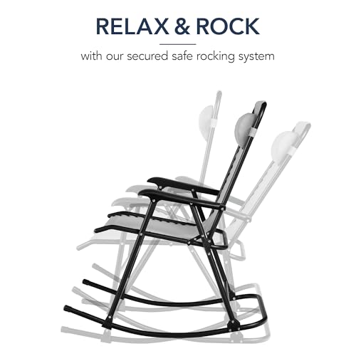 Best Choice Products Outdoor Zero Gravity Rocking Chair, Folding Reclining Patio Lounge Chair with Adjustable Pillow for Lawn, Beach, Camping - Ice Gray - color: Ice Gray