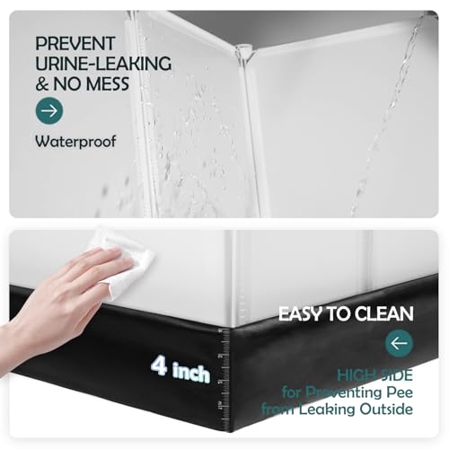 MEEXPAWS Dog Pee Pad Holder Foldable with Dog Litter Box Enclosure High Wall, Puppy Pad Holder Tray with DIY Splash Guard for 22’’x22’’ Pee Pads, Indoor Dog Potty for Small to Medium Dogs, Easy Clean - size: Medium -23'' x 23''