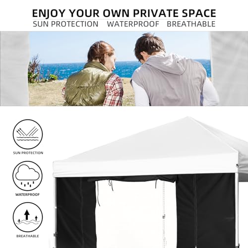 Sunshade Sidewall, Sidewall with Door and Window for 10×10 Pop Up Canopy Straight Leg, Outdoor Instant Canopies Wall, 1 Pack Canopy Sidewall Only (Spliceable, Black) - color: Black - Spliceable