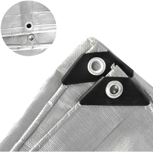 6'x 20' Tarps Heavy Duty Thick Waterproof, Poly Canopy Silver Tent Shelter Cover, 10 Mil Tarpaulin Shade, Rip and Tear Proof, UV Resistant Tarpaulin with Grommets and Reinforced Edges - color: Silver, size: 6 x 20ft