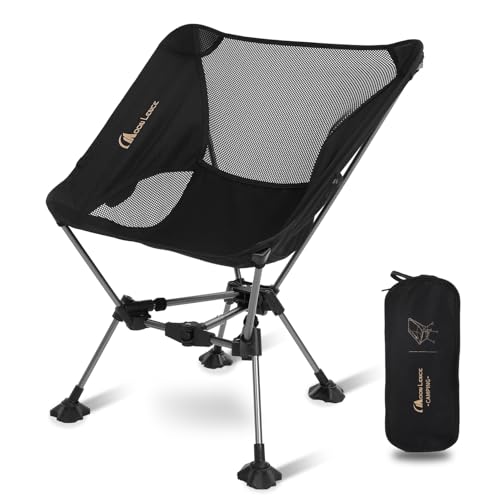 MOON LENCE Portable Camping Chair，Lightweight Backpacking Hiking Chairs,Compact,Foldable,with Anti-Sinking Large Feet for Beach,330 lbs Capacity (Black, Plus) - color: Black, size: Plus