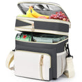 Lunch Box & Lunch Bag for Women Men, Large Insulated Adult Lunch Box Leakproof Lunchbox Cooler Bag for Work Picnic Beach,16L, Grey & White - color: Gray & White