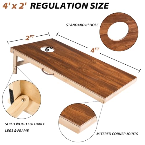 Sportdo Cornhole Set 4'x2' Cornhole Board Sets with Bags Regulation Size, Corn Hole Games for Adults Outdoor Bean Bag Toss Game, Solid Wood