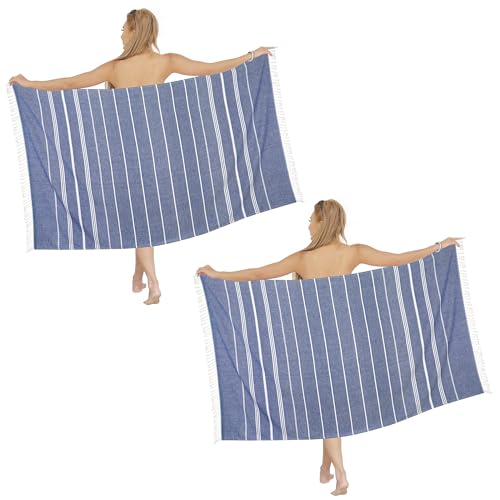 Beach Towel 2 Pack,Sand Free Beach Towels Oversized 39 x 72,Turkish Beach Towel Quick Dry Towel,Lightweight Pool Towels for Adults Travel Towel,Cool Beach Accessories Super Absorbent Towels - color: 2 Pack Dark Blue