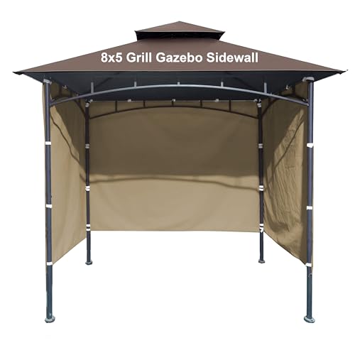 3PCS Grill Gazebo Replacement Canopy Sidewall, 5' x 8' Outdoor BBQ Gazebo Canopy Sunwall,(Khaki) - color: Khaki