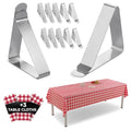 12 Pack Large Tablecloth Clips with 3 Tablecloths - Stainless Steel, Heavy Duty Table Clips for Home, Restaurants, Picnic, Party, Dining Tables - Fits Up to 1.8~3 Inch Thick Tables - color: Large 12 Pack + 3 Tablecloth