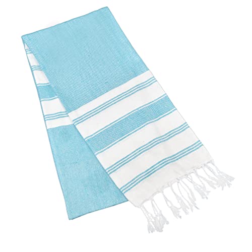 GLAMBURG Peshtemal Turkish Towel Cotton Beach Towels Oversized 36x71 Set of 4, Cotton Beach Towels for Adults, Soft Durable Absorbent Extra Large Bath Sheet Hammam Towel - Aqua Blue - color: Aqua, size: 4 Pack
