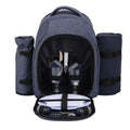 Apollo Walker Picnic Backpack Bag for 2 Person with Cooler Compartment, Detachable Bottle/Wine Holder, Fleece Blanket, Plates and Cutlery Set (2 Person, Navy) - color: Navy, size: 2 Person