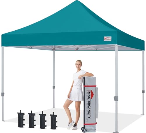 MASTERCANOPY Pop Up Canopy Tent Commercial Grade 10x10 Instant Shelter (Turquoise) - color: Turquoise, size: 10x10