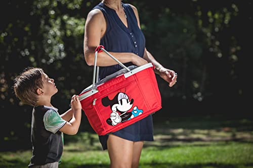 Picnic TIME Metro Shopping Basket Cooler, Insulated Collapsible Picnic and Market Basket with Aluminum Frame and Drawstring Top for Travel and Groceries - color: Disney Minnie Mouse - Red