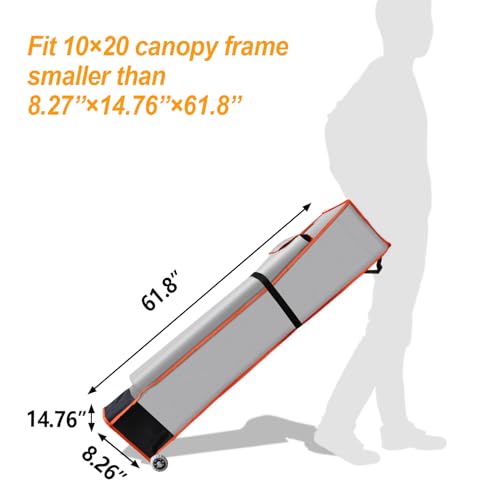 Eurmax USA Heavy Duty Wheeled Roller Bag Pop up Canopy Tent Universal Rolling Storage Bag for 10x20 Canopy Instant Tent (Grey) - color: Gray, size: 10x20