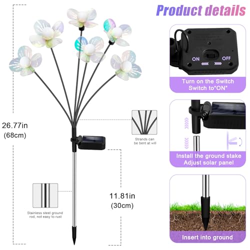NBQQ Solar Garden Lights Outdoor, Swaying Light Waterproof Solar Lights Outdoor for Yard Pathway Patio, Swaying Lawn Decor as Gardening Gifts for Women Holiday (Warm White-Flowers, 4 Pack) - color: Warm White-flowers, size: 4 pack