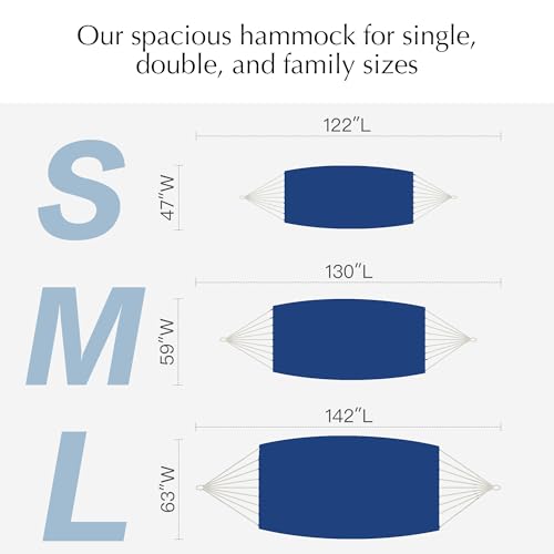 PNAEUT Double Hammocks for Outside, Replacement Outdoor Tree Hammock for Indoor Patio Porch Garden (Navy, Medium) - color: Navy, size: Medium