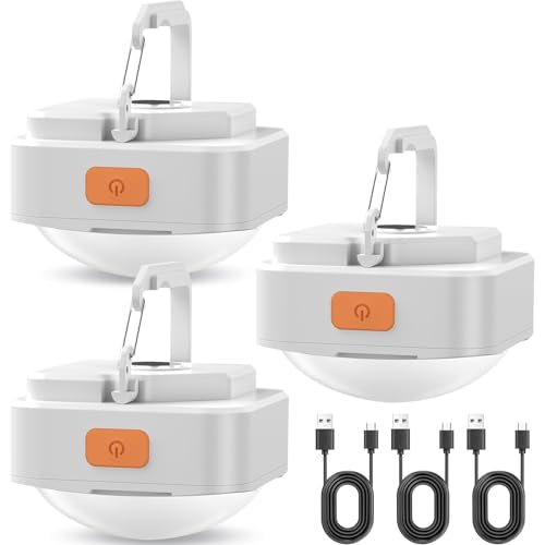 Rechargeable Camping Lights FLY2SKY 3Pcs White Tent Lights Mini Flashlight Portable LED Camping Lantern Survival Gear Camping Accessories for Hiking Backpacking Fishing Hurricane Emergency Outage - style: 3 Pcs White