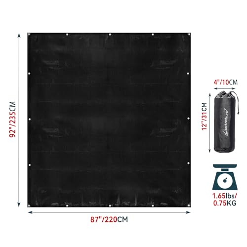 Clostnature Tent Footprint for Camping - Waterproof Camping Tarp, Heavy Duty Ground Sheet, Lightweight Tent Tarp with Carry Bag, Multipurpose Outdoor Floor Mat for Hiking, Backpacking, Hammock, Picnic - size: 87'' x 92''
