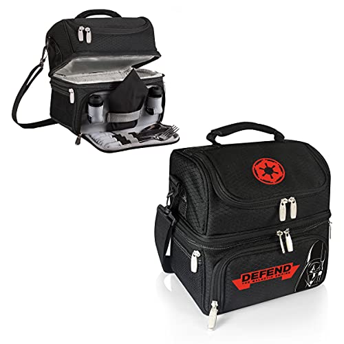 PICNIC TIME Star Wars Darth Vader Pranzo Insulated Lunch Box, Soft Sided Cooler Bag with Utensil Set, Dual Compartment Lunch Tote, (Black) - color: Star Wars Darth Vader - Black
