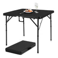 pollilar 34" Folding Card Table Square Foldable Table Plastic Portable with Detachable Legs, Dual Height Adjustable, Heavy-Duty Indoor Outdoor Dining, Game, Picnic, Mahjong Tables-Black - color: Black