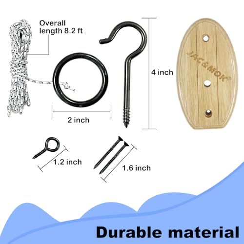 Hook and Ring Toss Game Swing Game DIY Kit -Stainless Steel Ring, Polyester Rope and Hardware - style: short board - black 1