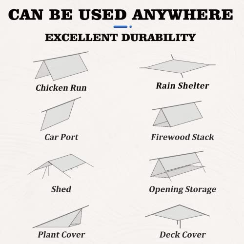 UCINNOVATE Heavy Duty 14Mil Waterproof Tarp 10x13FT - Black Durable Poly Tarpaulin with Rust-Proof Grommets, UV & Tear Resistant for Outdoor, Truck, Pool, Emergency, Shed, Cargo - size: 10x13 FT 14Mil Thick