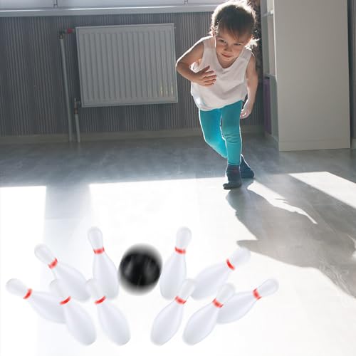 RoundFunny 4 Pack 6.3 Inch Kids Bowling Set Indoor and Outdoor Games for Kid Includes 40 Pcs Plastic Bowling Pins and 8 Pcs Balls Lawn Games for Toddler Yard School Activities Party