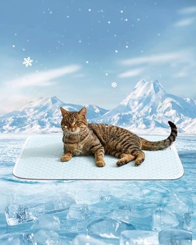 Dog Cooling Mat - Instant Cooling Pet Bed for Dogs & Cats, 6-12°F Drop, Non-Toxic & Machine Washable, Anti-Slip Bottom, Cool Mat for Indoor & Travel Use Light Blue 24" x 18" - color: Light Blue, size: S (24" x 18")