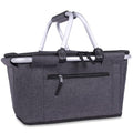 Picnic Basket, SIYUAN Collapsible Market Basket Insulted Cooler with Handles 27L Large Farmers Grocery Basket with Lid Portable Tote Bag, Black - color: Black
