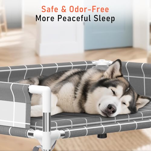 Elevated Dog Bed with Three-Sided Fence and Removable Cushion - Anti-Slip Feet, Stable Design, Easy Assembly, Indoor Relaxation & Outdoor Activities for Meduim Dogs, All-Season Comfort - size: Cushion-M