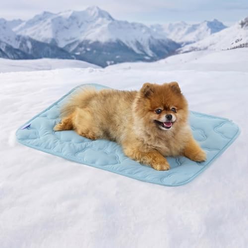 LE SURE Dog Cooling Mat for Small Dogs - QMAX>0.5 Breathable Thin Cool Crate Pad for Cat with Chill Fiber and Innovative Mesh Base Design, Portable Washable Pet Kennel Mat for Summer, 24x18,Blue - color: Blue, size: 24" x 18" (Small)