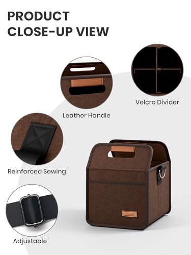 Fluxynara 4-Cup Reusable Felt Drink Carrier with Handle and Adjustable Shoulder Strap, Drink Holder for Car, Multi-Cup Drink Carrier Bag for Delivery, Travel, Picnics (Coffee Brown) - color: Coffee Brown, size: 4 Cups
