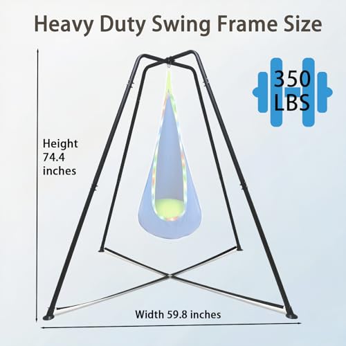 Heavy Duty Swing Frame, 350LBS Metal Swing Stand for Kids & Adults, A-Frame Indoor Outdoor Swing Stand with Dual-Bolt Locking System, Double-Layer Anti-Slip Feet, Fits for Most Swings