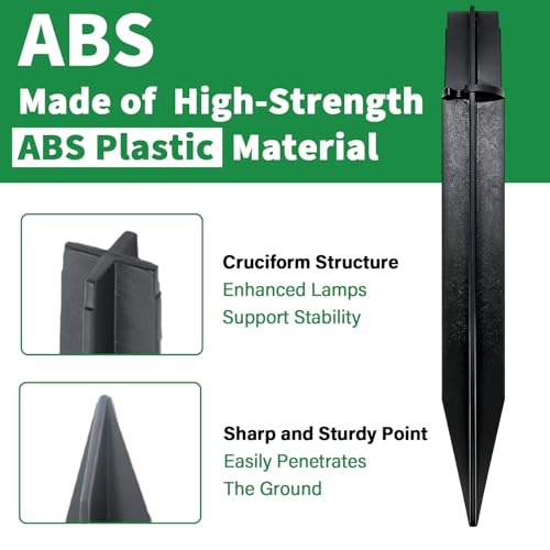 8 Pcs Solar Light Stakes Replacement (Fit for Inner Diameter 0.49-0.5inch),Reinforced Ground Spikes,ABS Plastic Lights Stakes, Ideal for Solar Pathway Lights Garden Torch Lights,Christmas Lights - size: 0.49-0.5 inch