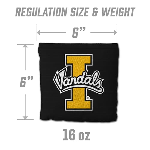YouTheFan Officially-Licensed NCAA Set of 8 Cornhole Bags - All Weather Dual Sided Slide & Stop - Regulation Size with Carry case - color: Idaho Vandals