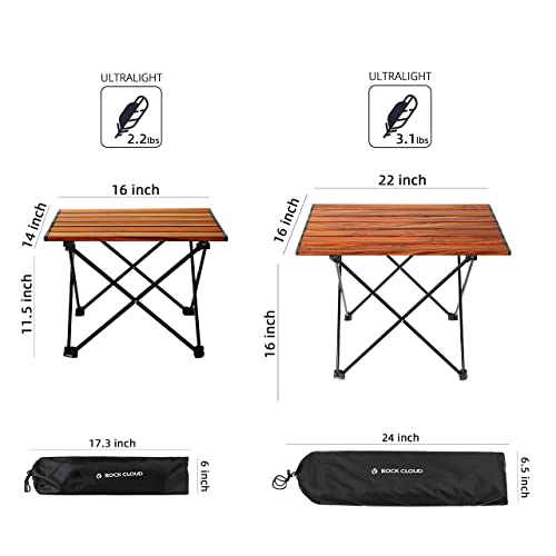 ROCK CLOUD Portable Camping Table Ultralight Aluminum Camp Table Folding Beach Table for Camping Hiking Backpacking Outdoor Picnic, Size M - color: Wood Grain, size: Medium